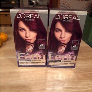 L'Oreal Paris Feria V38 Intense Deep Violet Hair Color- 2 BOXES -NEVER OPENED !!